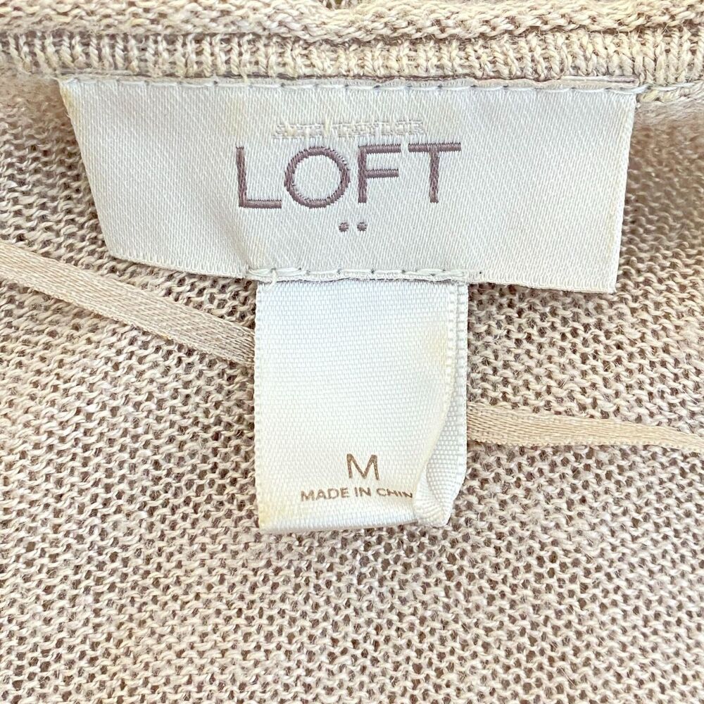 LOFT Open Front Cut Out Lightweight Ramie Cardigan Women's Size Medium - Picture 4 of 9
